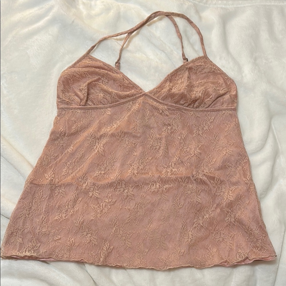 Lace Halter Top in Blush Pink